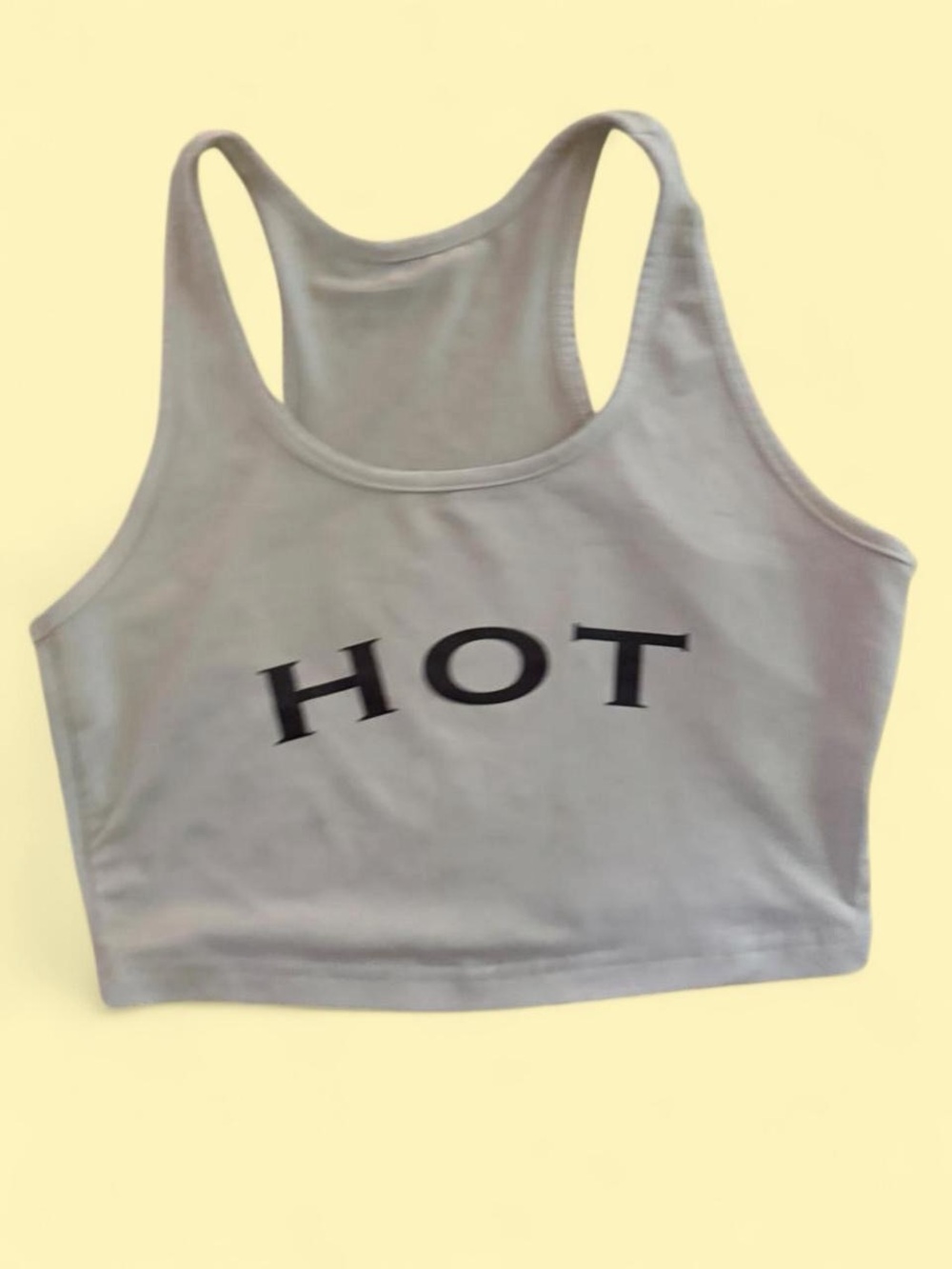 SHEIN Gray 'HOT' Racerback Crop Tank